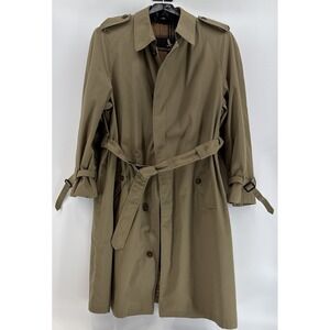 Gleneagles Vintage Long‎ Trench Overcoat Double Breasted Men Size 46R Khaki